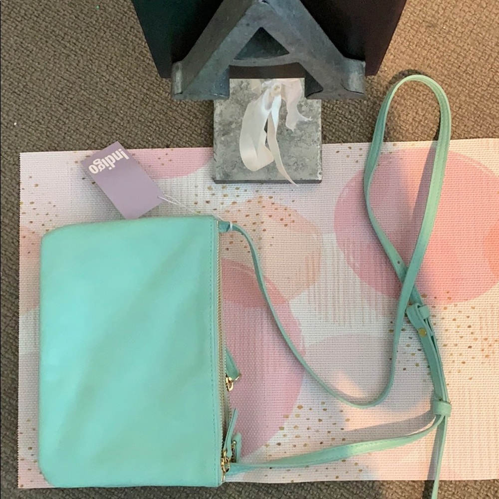 Aqua triple zip cross body NWT